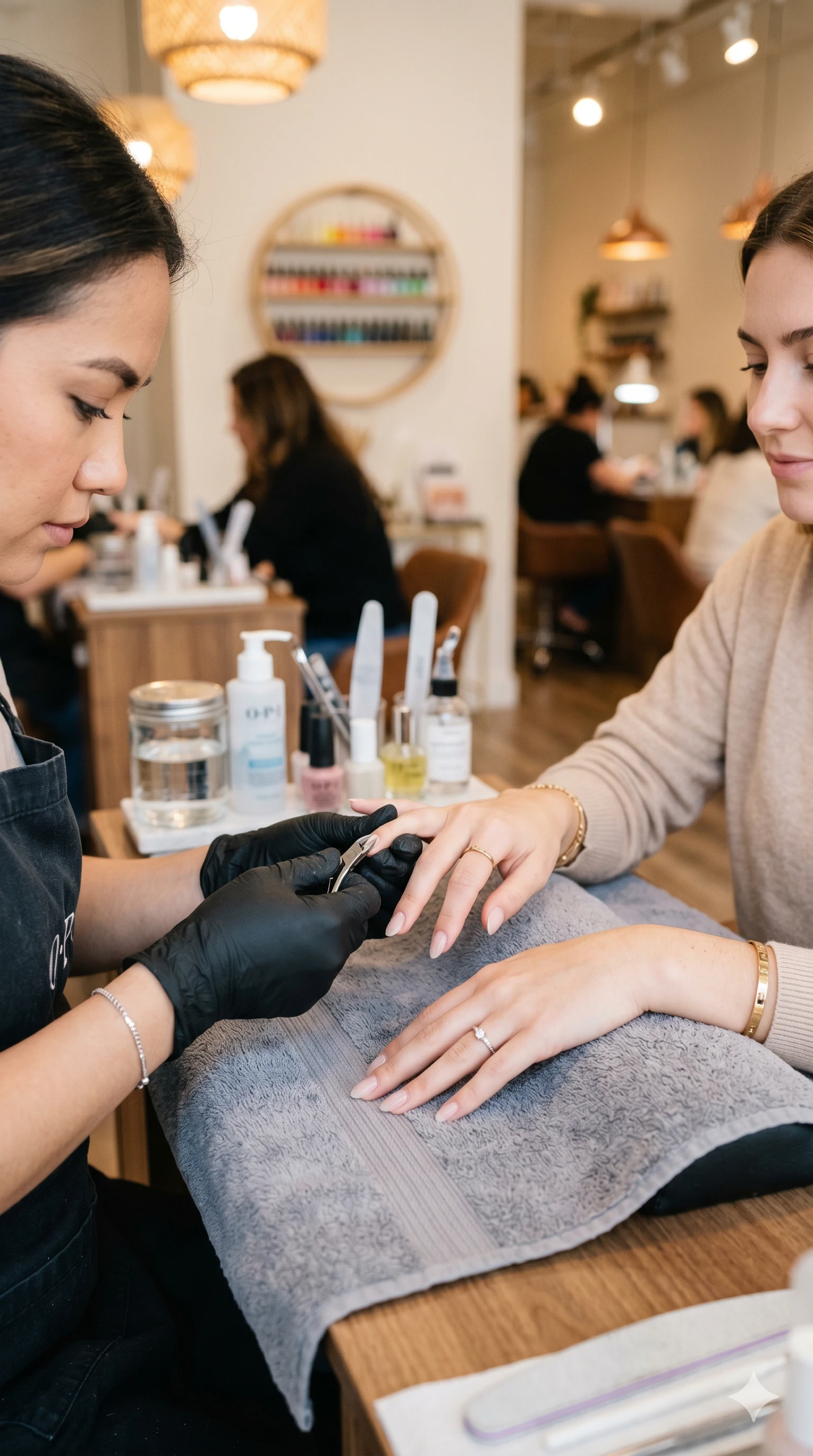 Manicure in progress at Angel's Nails Cape Coral