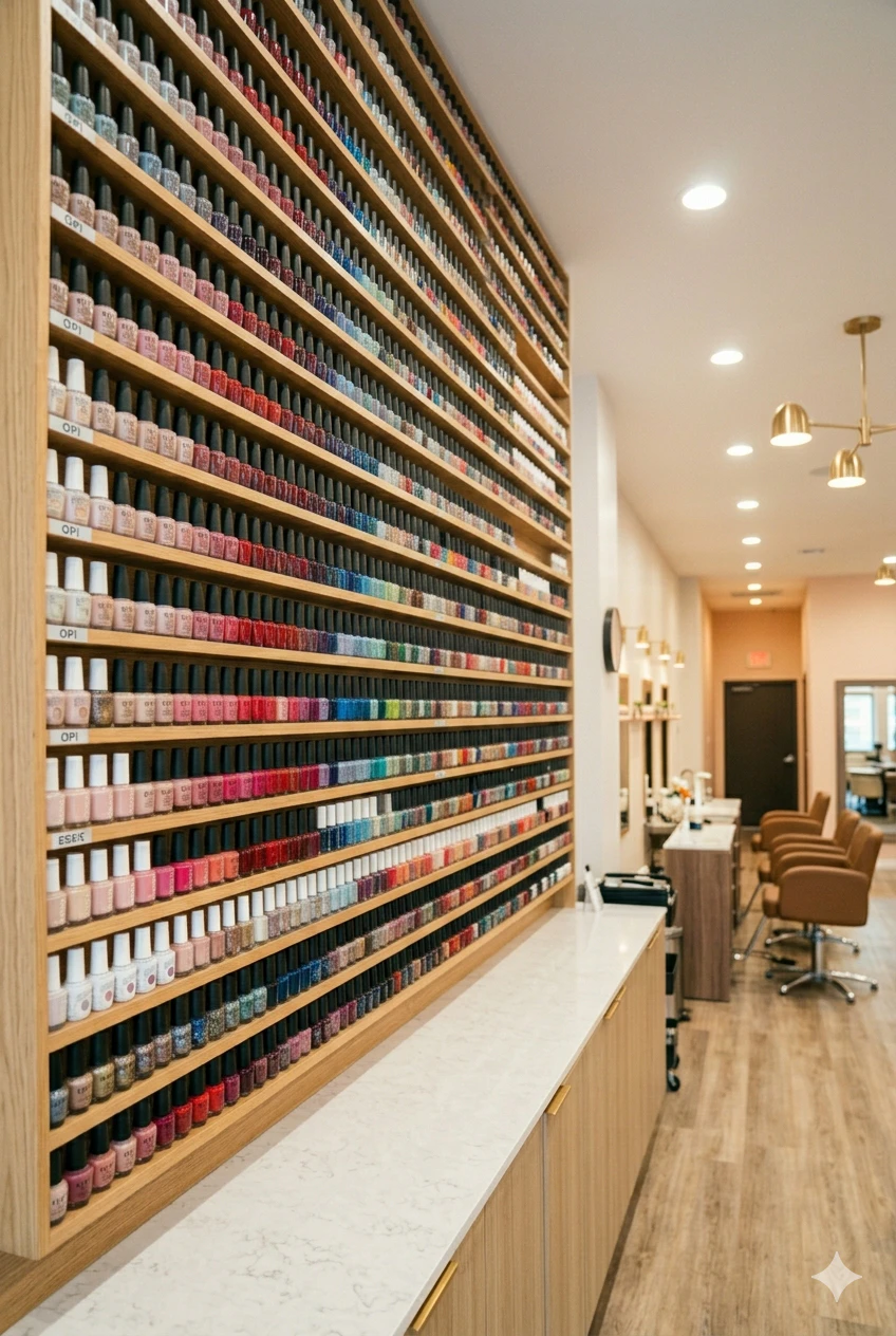 Polish color wall at Angel's Nails